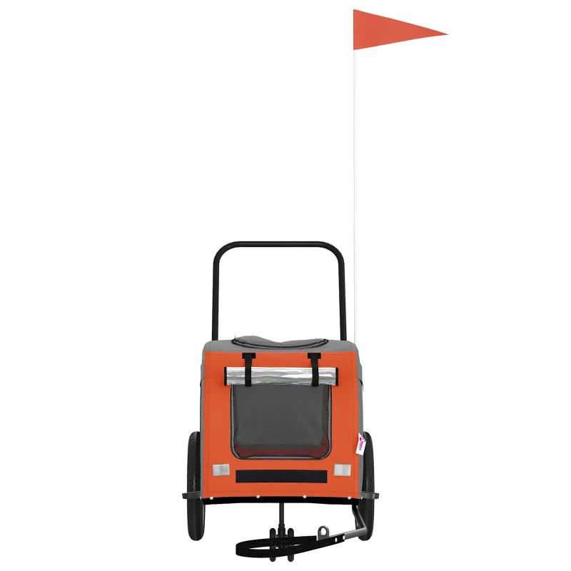 vidaXL Velosipēda piekabe mājdzīvniekiem Oranžs un pelēks