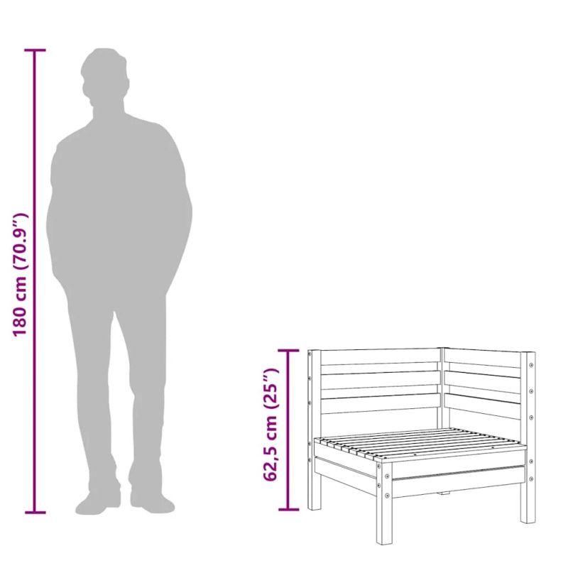 vidaXL dārza stūra dīvāns, impregnēts priedes koks