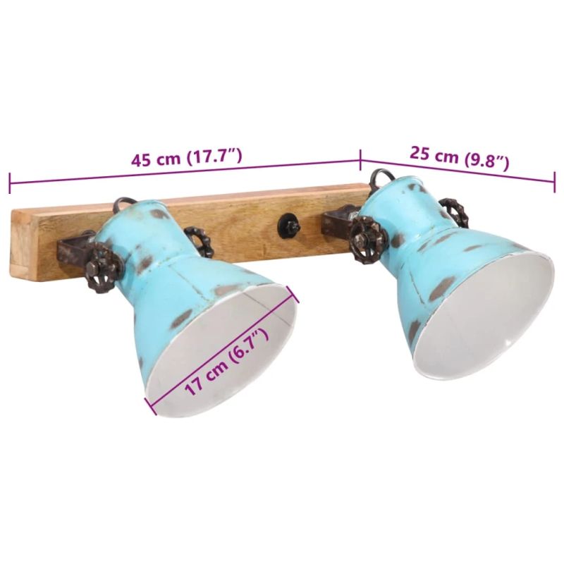 vidaXL sienas lampa, 25 W, bružāti zila, 45x25 cm E27