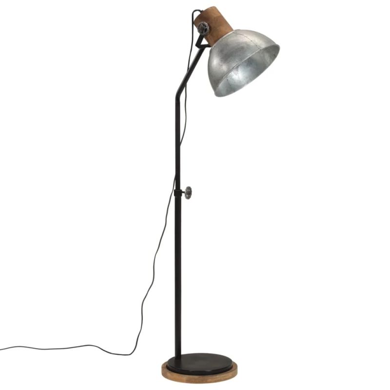 vidaXL grīdas lampa 25 W vintāžas sudraba krāsa 30x30x100-150cm E27