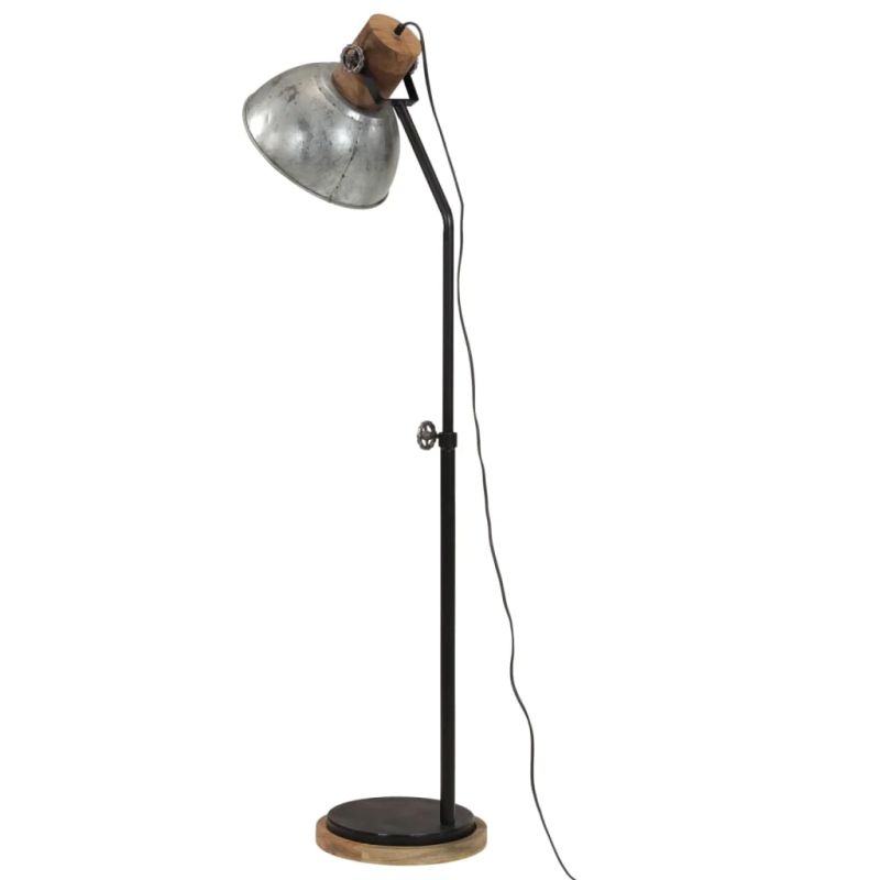 vidaXL grīdas lampa 25 W vintāžas sudraba krāsa 30x30x100-150cm E27