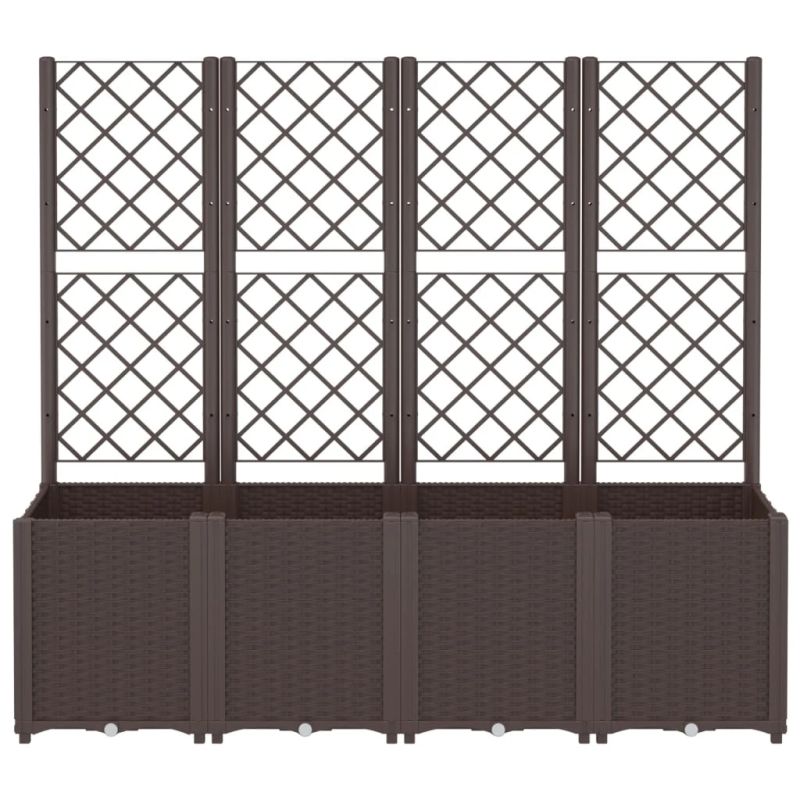 vidaXL dārza puķu kaste ar špaleru, brūna, 160x40x140 cm, PP