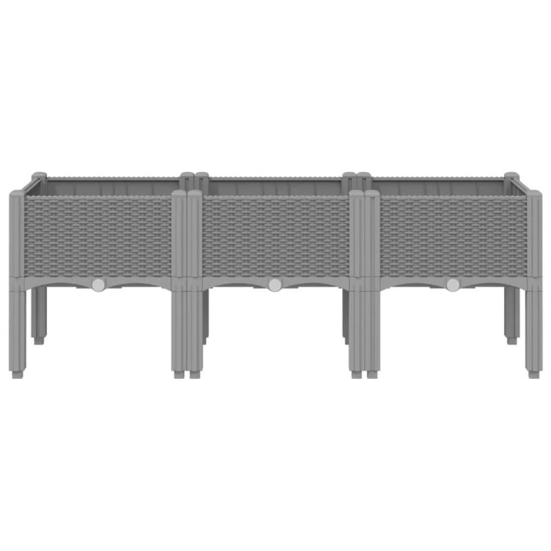 vidaXL dārza puķu kaste ar kājām, gaiši pelēka, 120x40x42 cm, PP