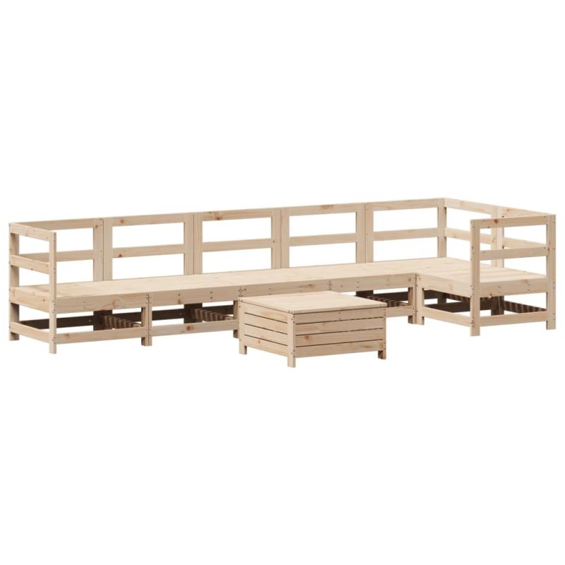 vidaXL 7-daļīgs dārza dīvānu komplekts, priedes masīvkoks