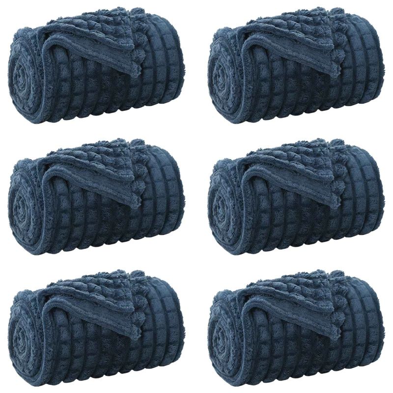 vidaXL Pledu segas 6 pcs Tums zils 200 x 150 cm Flīss