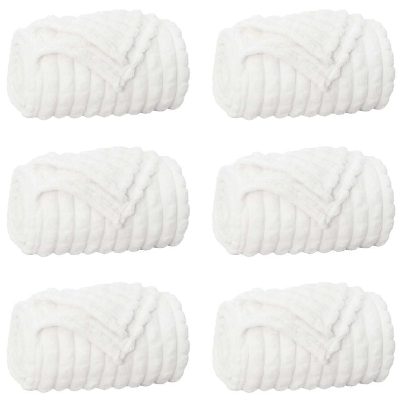 vidaXL Pledu segas 6 pcs Balts 240 x 220 cm Flīss