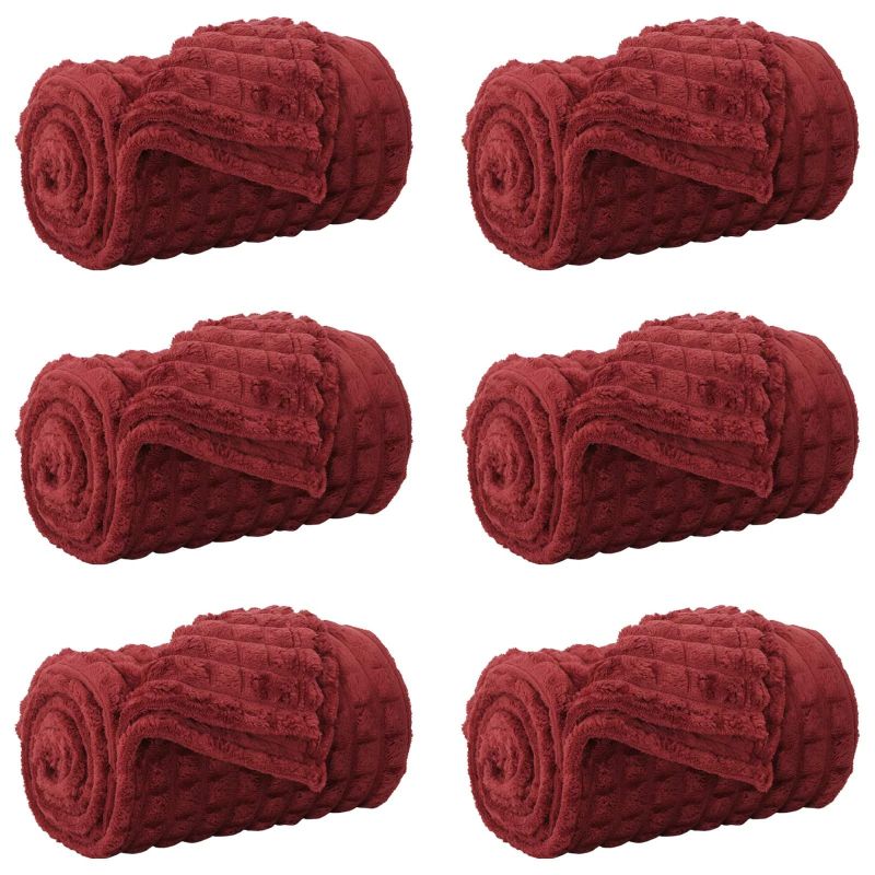 vidaXL Pledu segas 6 pcs Bordo sarkans 270 x 240 cm Flīss