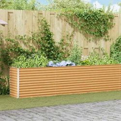 vidaXL Augstā puķu kaste Gaiši brūns 582 x 50 x 68 cm Cinkots tērauds