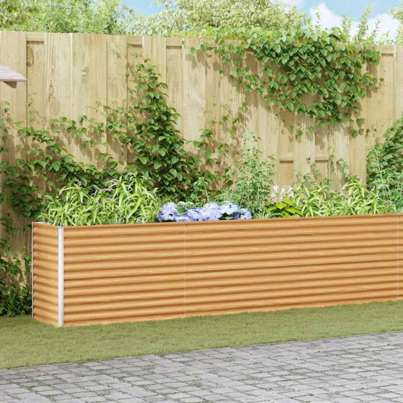 vidaXL Augstā puķu kaste Gaiši brūns 582 x 50 x 68 cm Cinkots tērauds