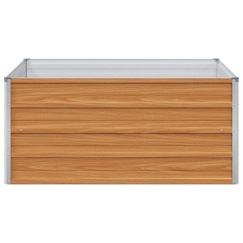 vidaXL Augstā puķu kaste Gaiši brūns 100 x 100 x 45 cm Cinkots tērauds