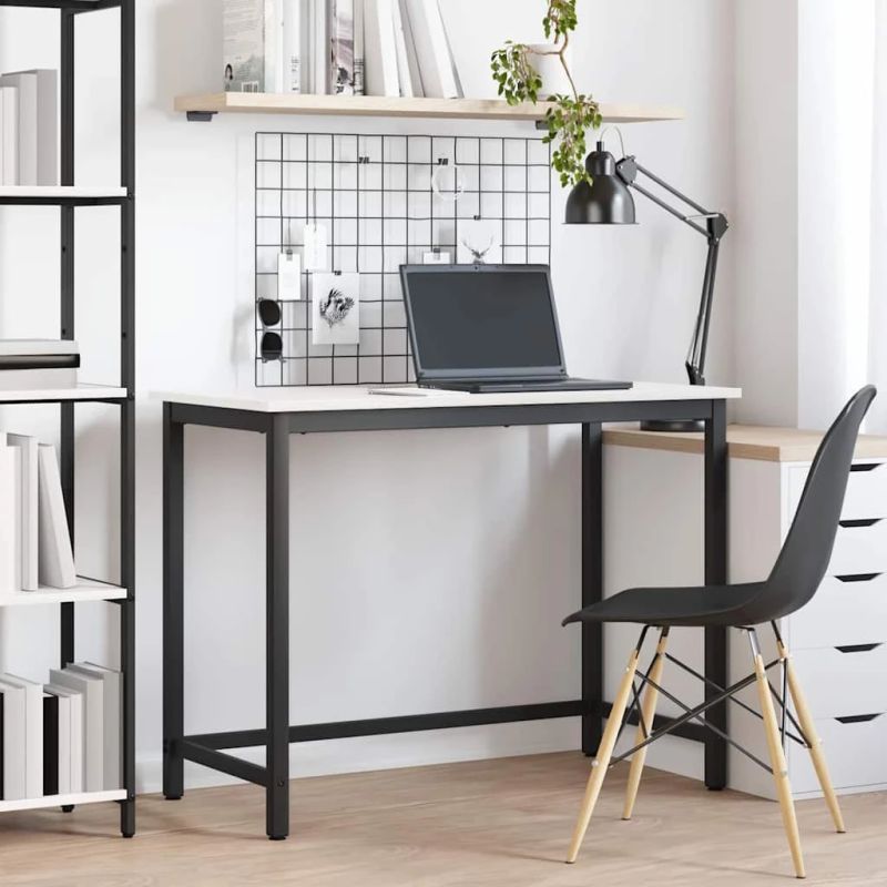 vidaXL galds Balts 100 x 50 x 77 cm Inženieru koks un tērauds