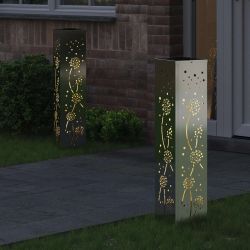 vidaXL Saules LED ceļa gaisma 2 pcs Rūsa Cinkots