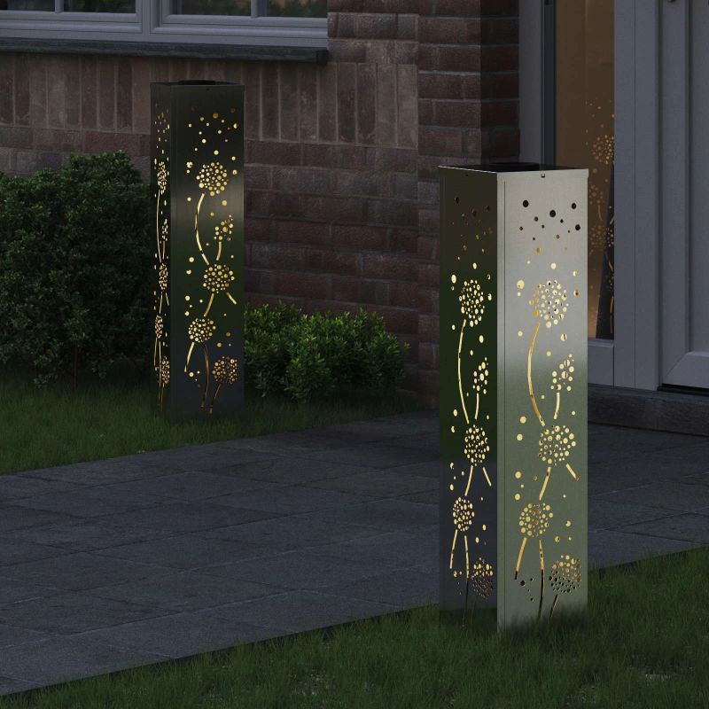 vidaXL Saules LED ceļa gaisma 2 pcs Rūsa Cinkots