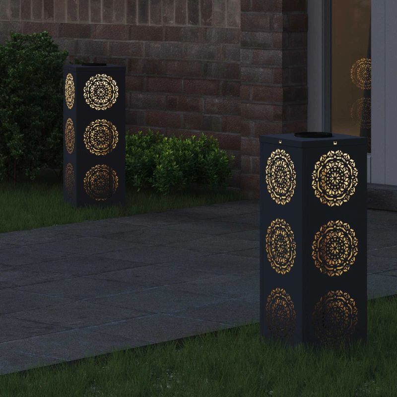 vidaXL Saules LED ceļa gaisma 2 pcs Antracīts Auksti velmēts tērauds