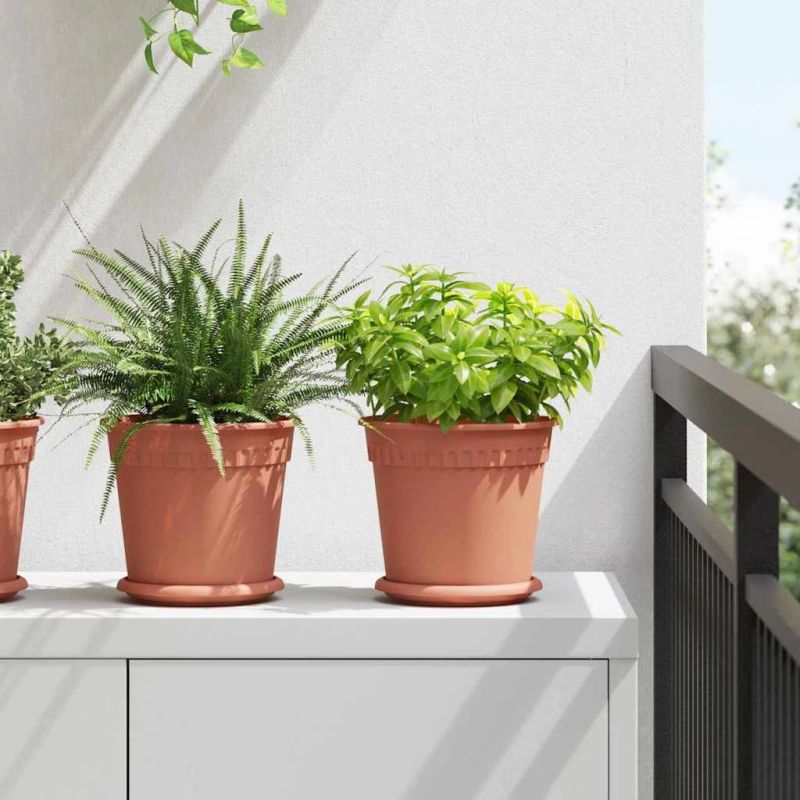 vidaXL Apaļais puķu pods 24 pcs Ķieģeļu sarkans DIA 19 x 16 cm Plastmasa