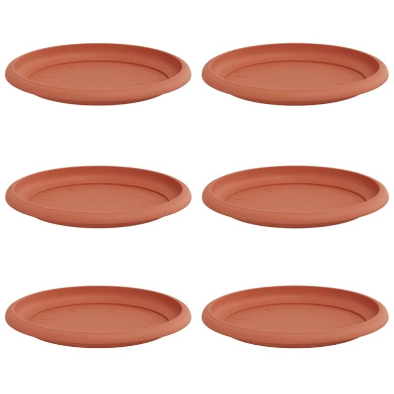 vidaXL Apaļa Ziedu Palete 6 pcs Ķieģeļu sarkans DIA 14 x 2 cm Plastmasa