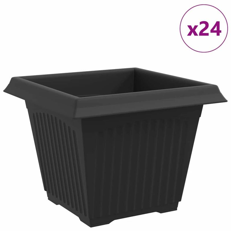 vidaXL Kvadrātveida Ziedu Pods 24 pcs Melna 43 x 43 x 33.5 cm