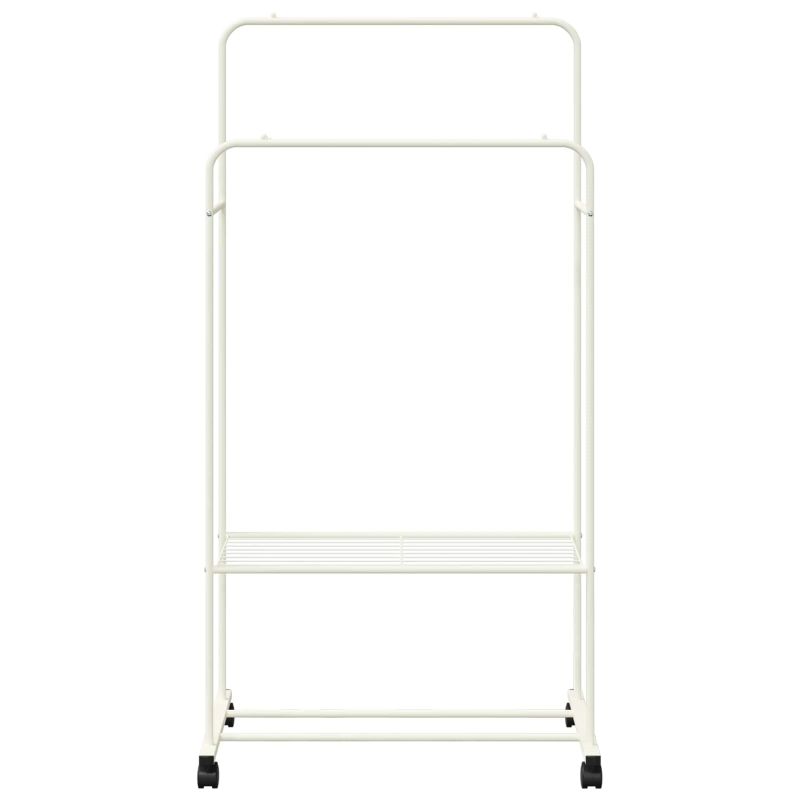 vidaXL Apģērba statīvs ar plauktu ar riteni Balts 80 x 53 x 156 cm