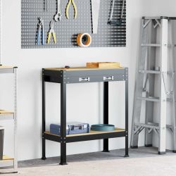 vidaXL Darba Soli ar atvilktni Melna 80 x 40 x 91 cm Inženierijas koks