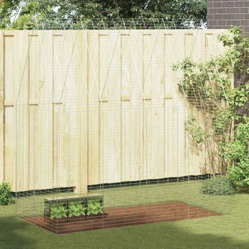 vidaXL Truša būris Sudraba 400 x 100 x 210 cm Cinkots tērauds