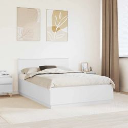 vidaXL Gultas rāmis Balts 150 x 200 cm Inženierijas koks