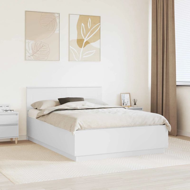 vidaXL Gultas rāmis Balts 150 x 200 cm Inženierijas koks