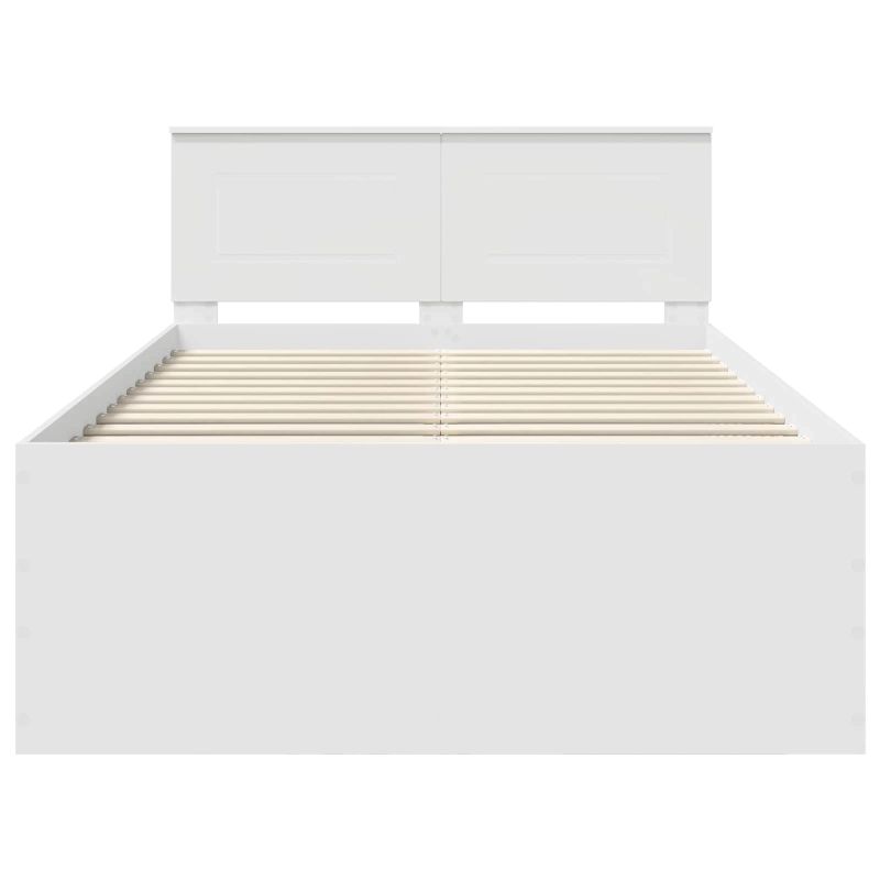 vidaXL Gultas rāmis Balts 135 x 190 cm Inženierijas koks