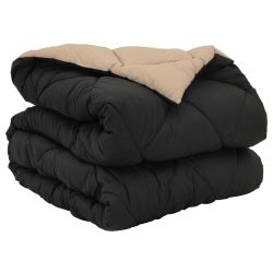 vidaXL Pilnas gada sega Melns un taupe 200 x 155 cm Mikrošķiedra