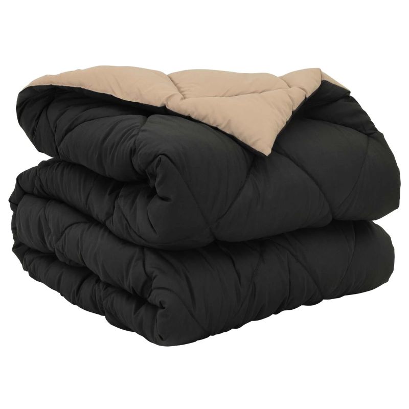 vidaXL Pilnas gada sega Melns un taupe 200 x 155 cm Mikrošķiedra