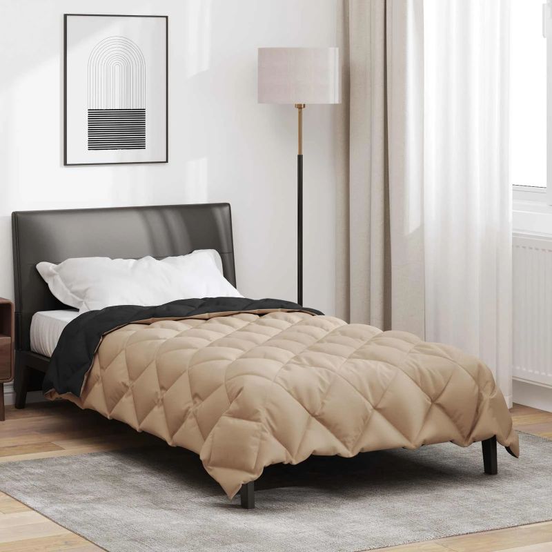 vidaXL Ziemas gultas sega Melns un taupe 200 x 140 cm Mikrošķiedra