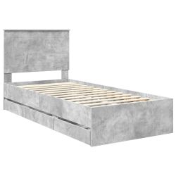 vidaXL Gultas rāmis Betona pelēks 90 x 190 cm Inženieru koks