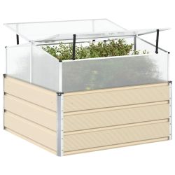 vidaXL Puķu kaste Krēms 100 x 100 x 77 cm Cinkots tērauds