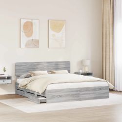 vidaXL Gultas rāmis Pelēks Sonoma 200 x 200 cm Inženieru koks