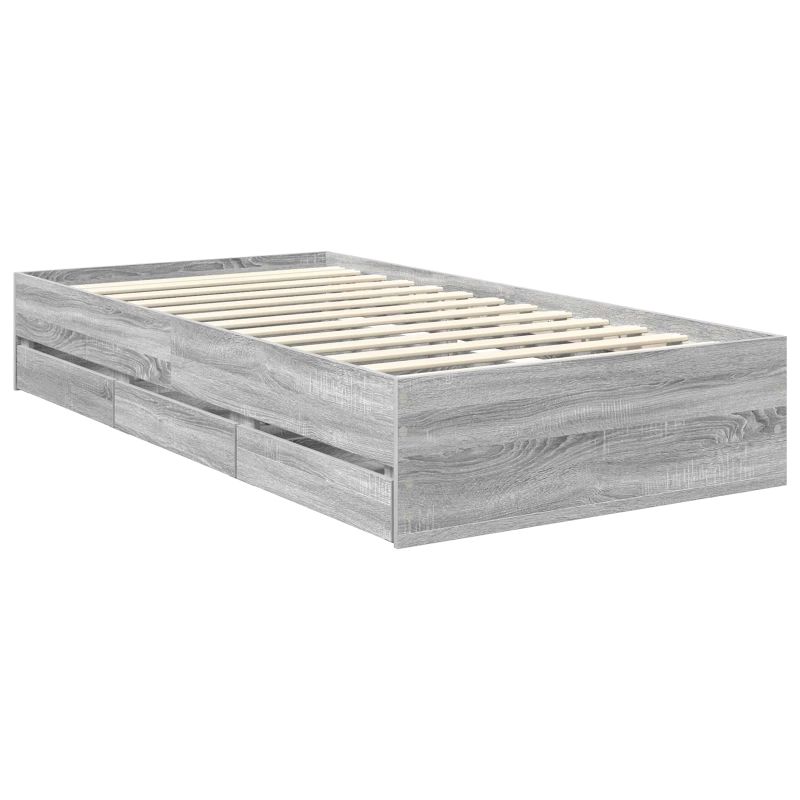 vidaXL Gultas rāmis Pelēks Sonoma 100 x 200 cm Inženieru koks