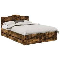 vidaXL Gultas rāmis Dūmaka ozols 140 x 190 cm Inženieru koks