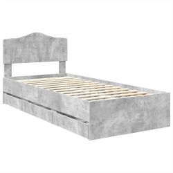 vidaXL Gultas rāmis Betona pelēks 90 x 200 cm Inženieru koks