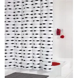 Душевая занавеска Ridder, белый-черный, 180 см x 200 см