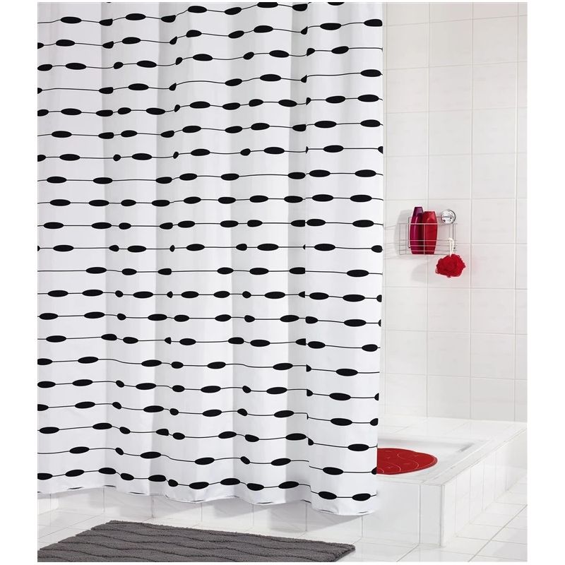 Dušo užuolaida Ridder. balta-juoda. 180 cm x 200 cm