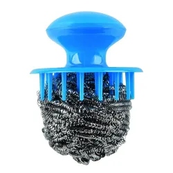 Губка для посуды с ручкой, синий-серый, 2 шт.