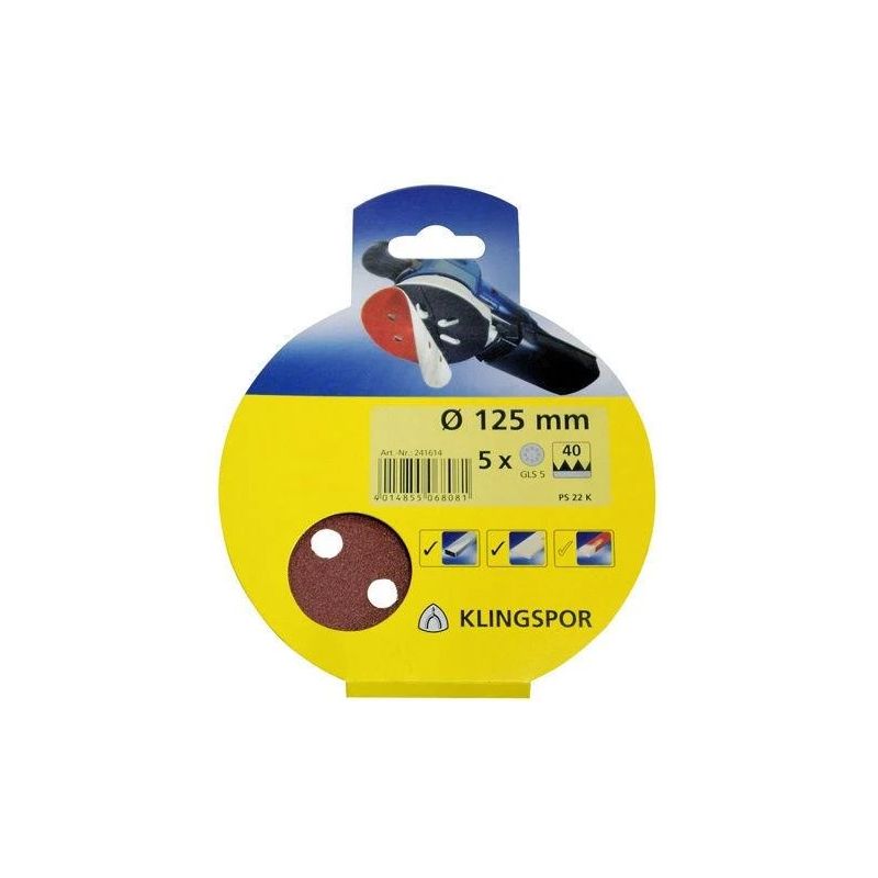 Slīpēšanas diski PS22K. Nr 40. DIA125 mm. 5 gab