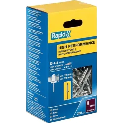 Алюминиевые заклепки Rapid 5001440, 4.8 мм x 25 мм, 200 шт.
