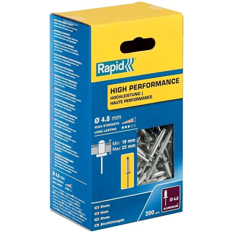 Alumīnija kniedes Rapid 5001440, 4.8 mm x 25 mm, 200 gab.