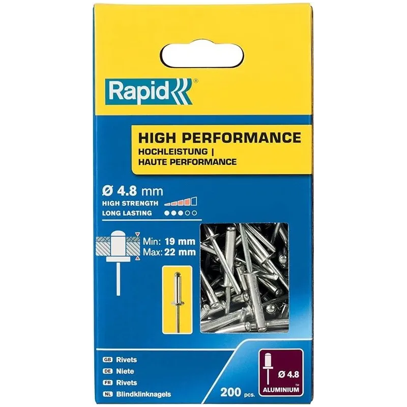 Alumīnija kniedes Rapid 5001440, 4.8 mm x 25 mm, 200 gab.