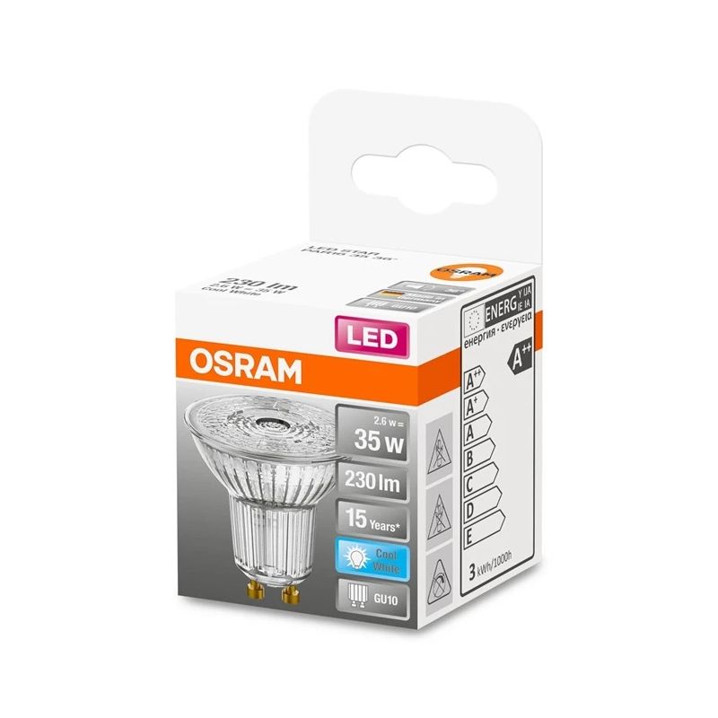 LED lemputė Osram PAR16 36°. 2.6W. GU10. 4000K. 230lm. skaid