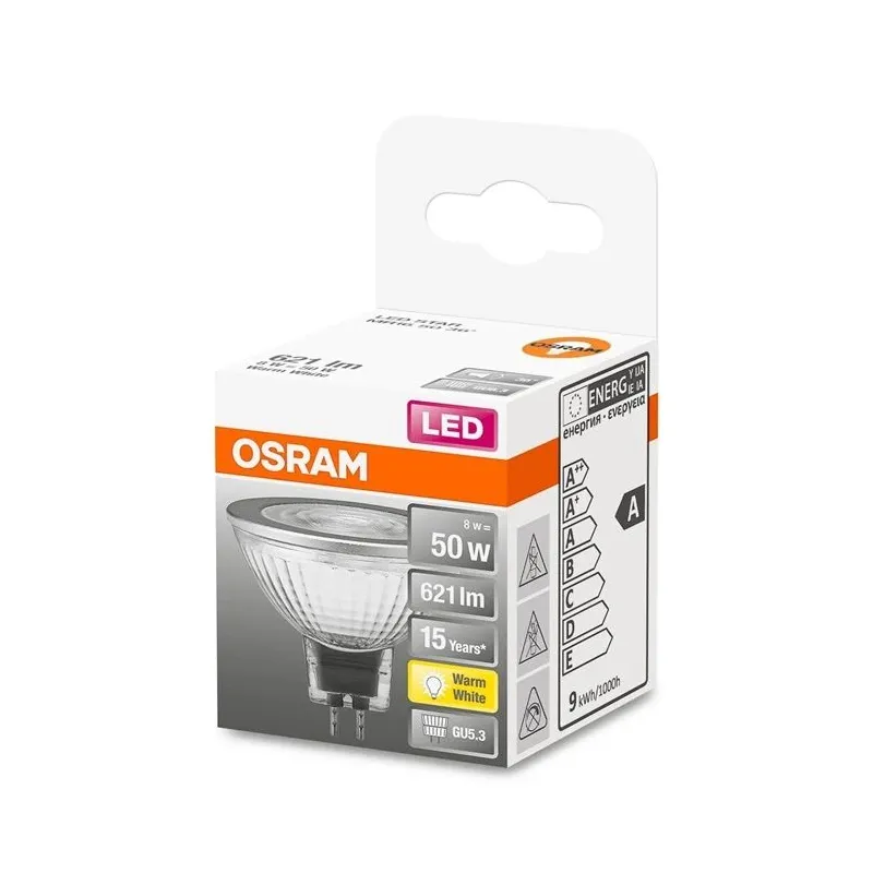 Spuldze Osram LED, MR16, 2700 °K, GU5.3, 8 W, 621 lm