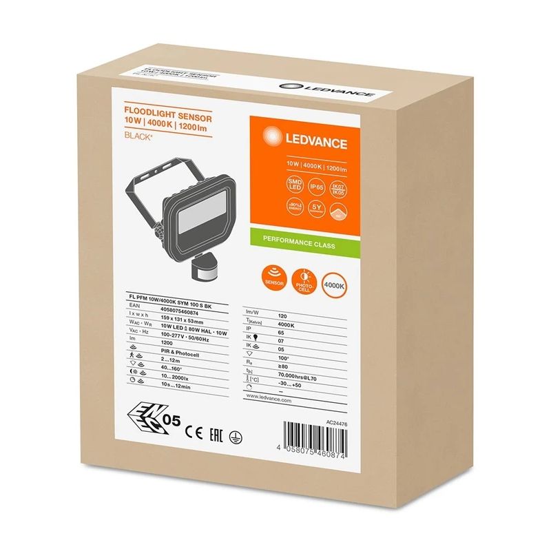 Lauko prožektorius su judesio davikliu LED 10W 1200lm IP65