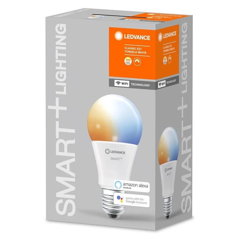 LEDVANCE Smart+ WiFi Classic 60, E27, 9 W, 2700–6500 K, ~806 lm — Tunable White, dimmable