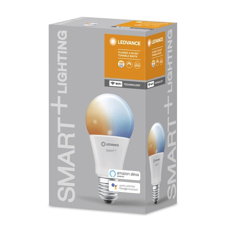LEDVANCE Smart+ WiFi Classic 60, E27, 9 W, 2700–6500 K, ~806 lm — Tunable White, dimmable