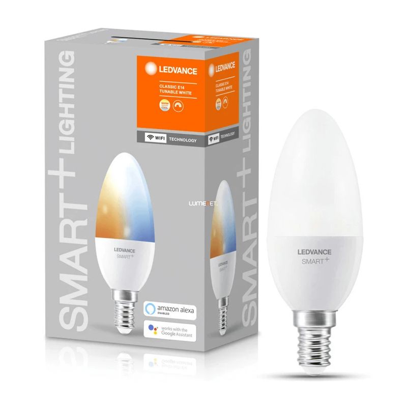 LEDVANCE Smart+ WiFi Candle B40, E14, 4.9–5 W, 470 lm, 2700–6500 K — Tunable White, dimmable