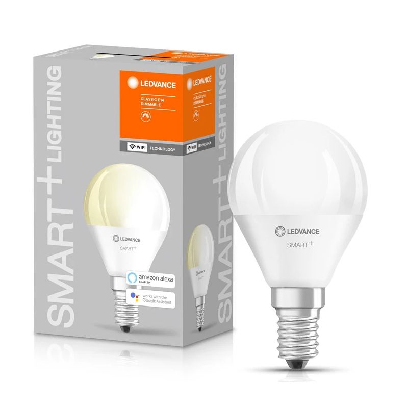 LEDVANCE Smart+ WiFi Classic P ,CLP, E14, 4.9 W, 470 lm, 2700 K — Dimmable